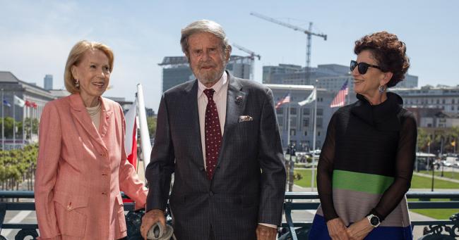 Left to right: Chief of Protocol Charlotte Shultz, Honorary Consul Tad Taube, Executive Director of Taube Philanthropies Shana Penn.